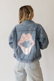 Scottsdale Rose Pink Lips Denim Jacket