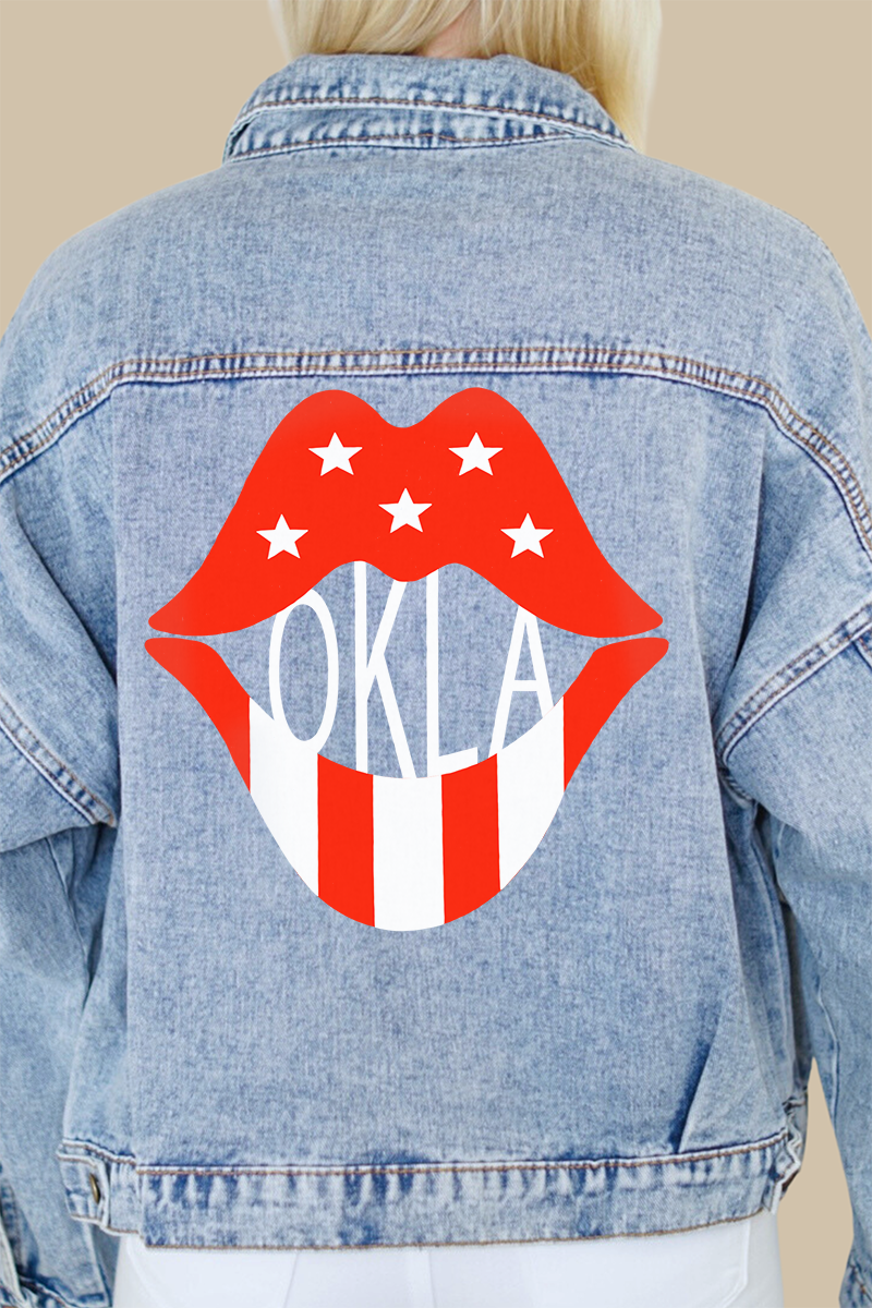 University of Oklahoma Lips Print Denim Jacket