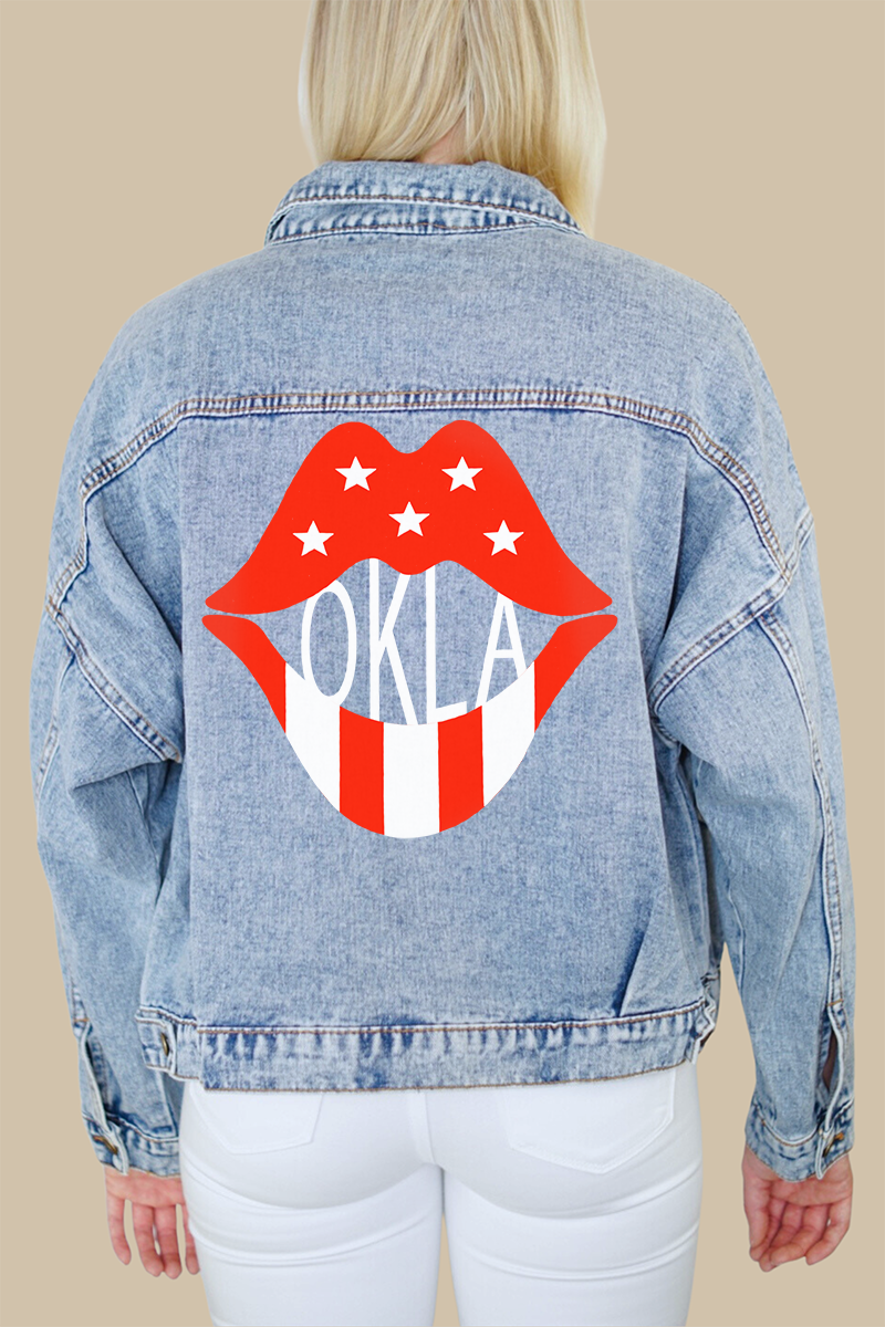 University of Oklahoma Lips Print Denim Jacket
