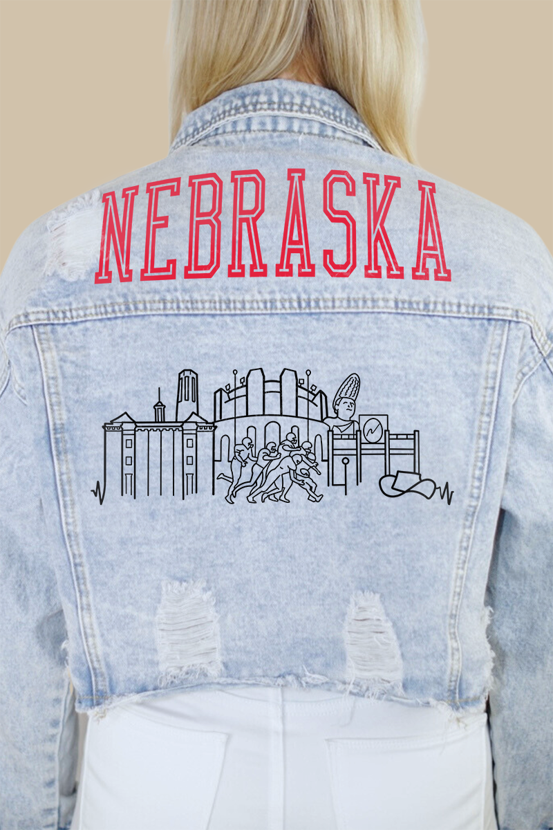 Nebraska Campus Skyline Denim Jacket