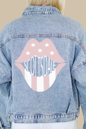 Scottsdale Rose Pink Lips Denim Jacket