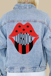 Texas Tech Lips Print Denim Jacket